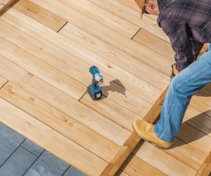 Contractor building a deck