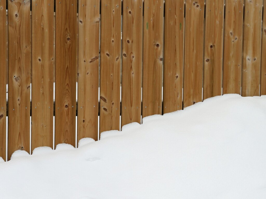 Wood Fence with snow