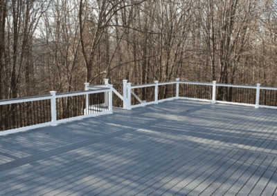 Grey deck surface covering backyard