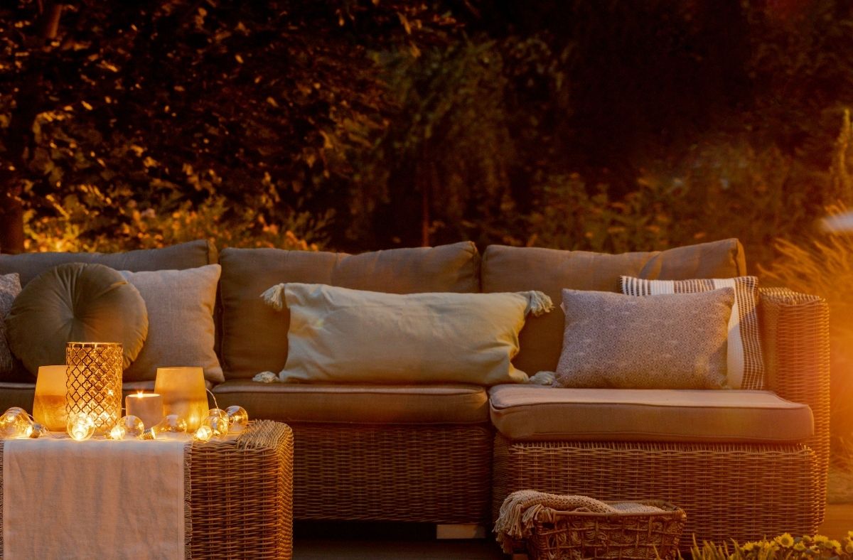 Cozy outdoor deck space for reading