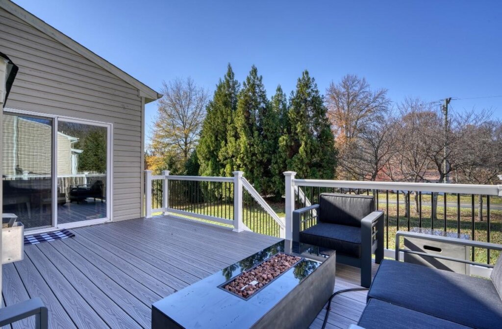 composite deck with gas fireplace