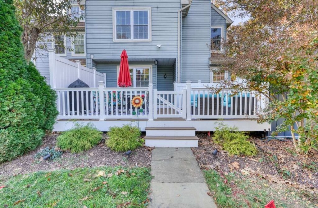 composite deck with a gate entrance