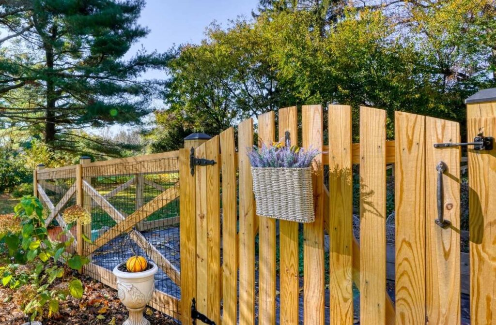 arched wood gate entrance for garden
