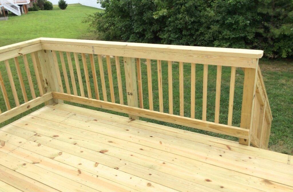 pressure treated wood deck handrails