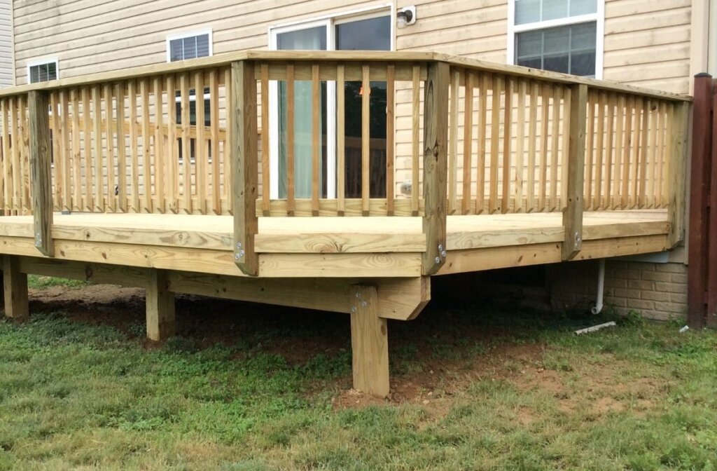 Harford county deck install of pressure treated wood deck