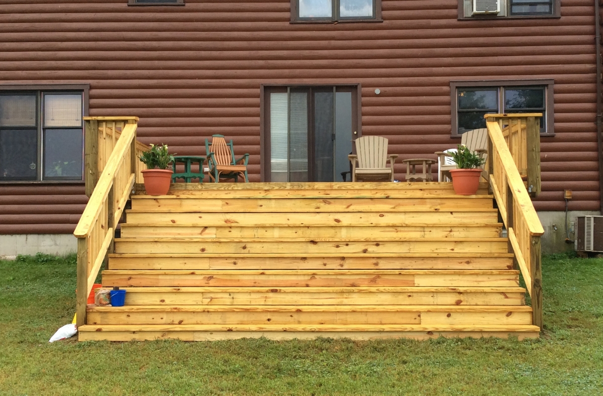 Cedar deck steps