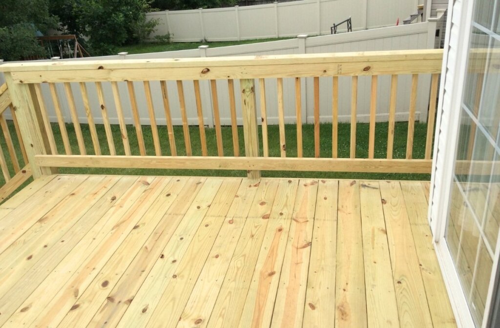 Deck with pressure treated wood