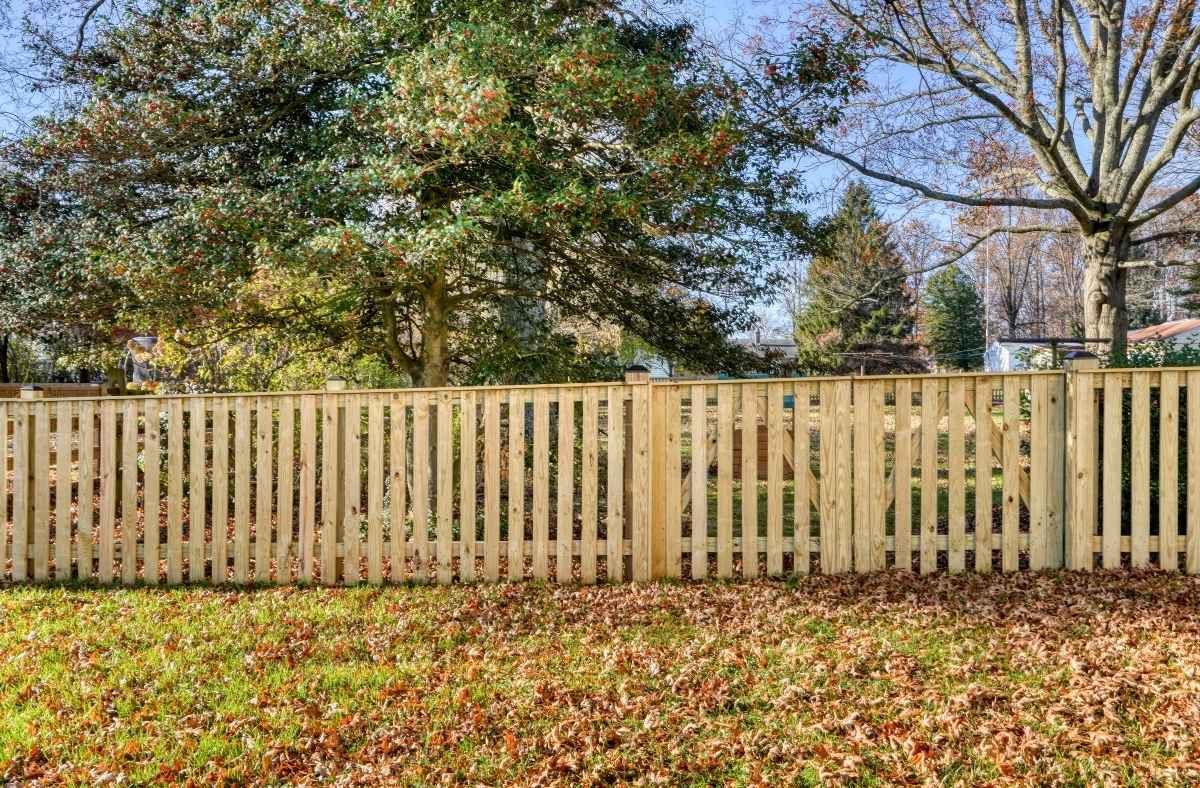 wood picket fence in a Baltimore county backyard