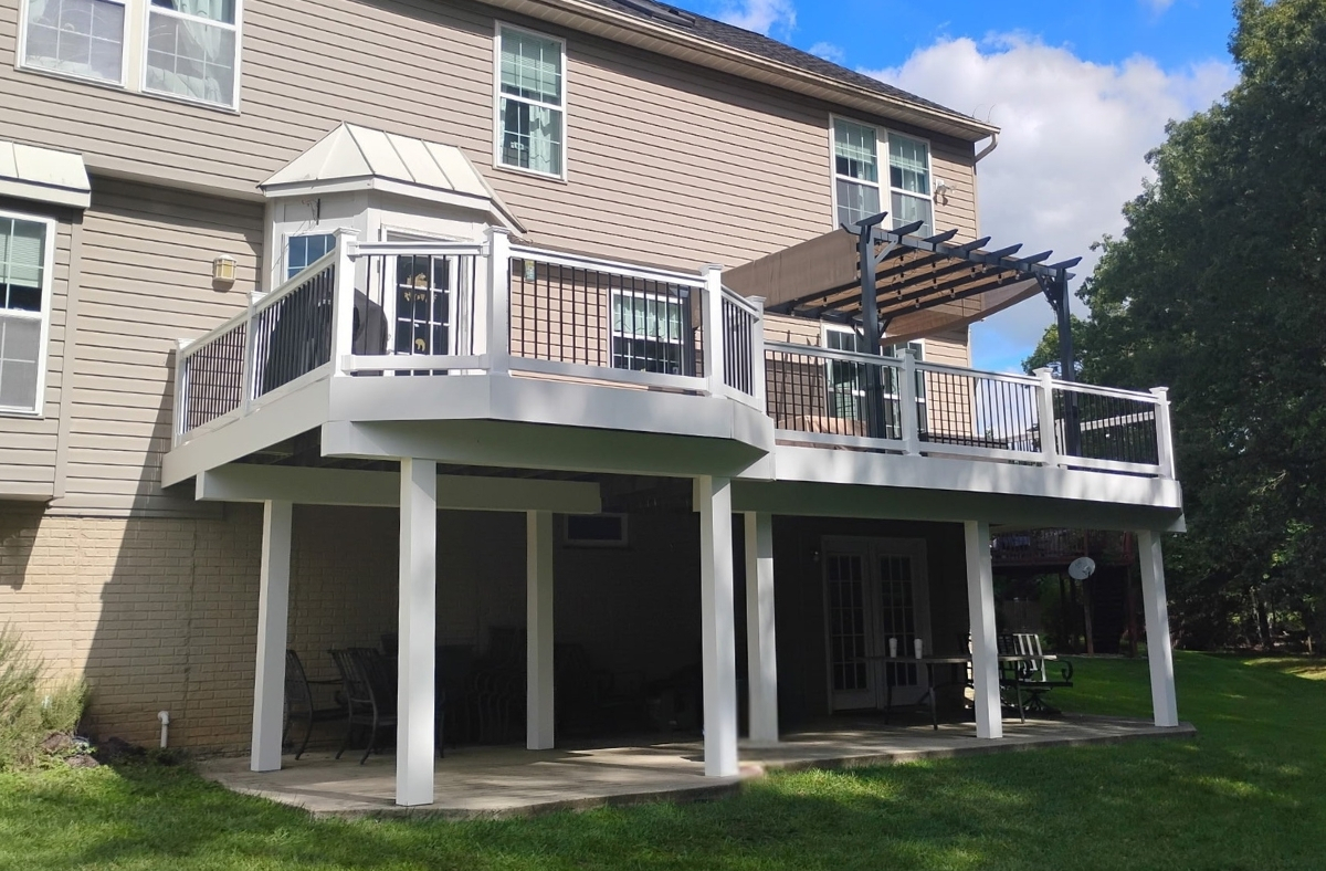 low-maintenance deck with a pergola